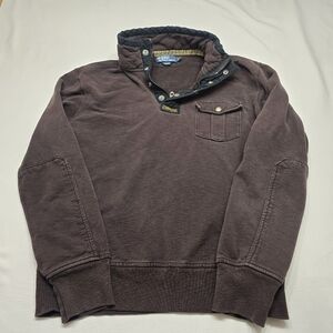 Vintage Polo Ralph Lauren Brown Pullover 1/4 Zip Snap Sweatshirt Size Large